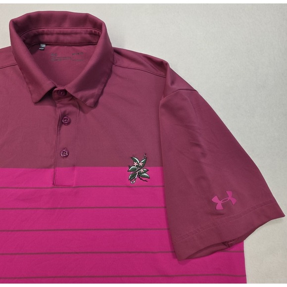 Under Armour Other - Under Armour Laurel Valley Golf Polo Shirt Mens M LIMITED USE Pink Striped  Golf